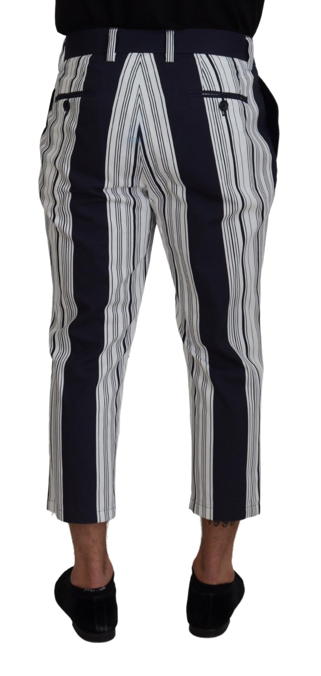 Dolce &amp; Gabbana White Cotton Striped Cropped Pants by Dolce &amp; Gabbana outlet now on sale