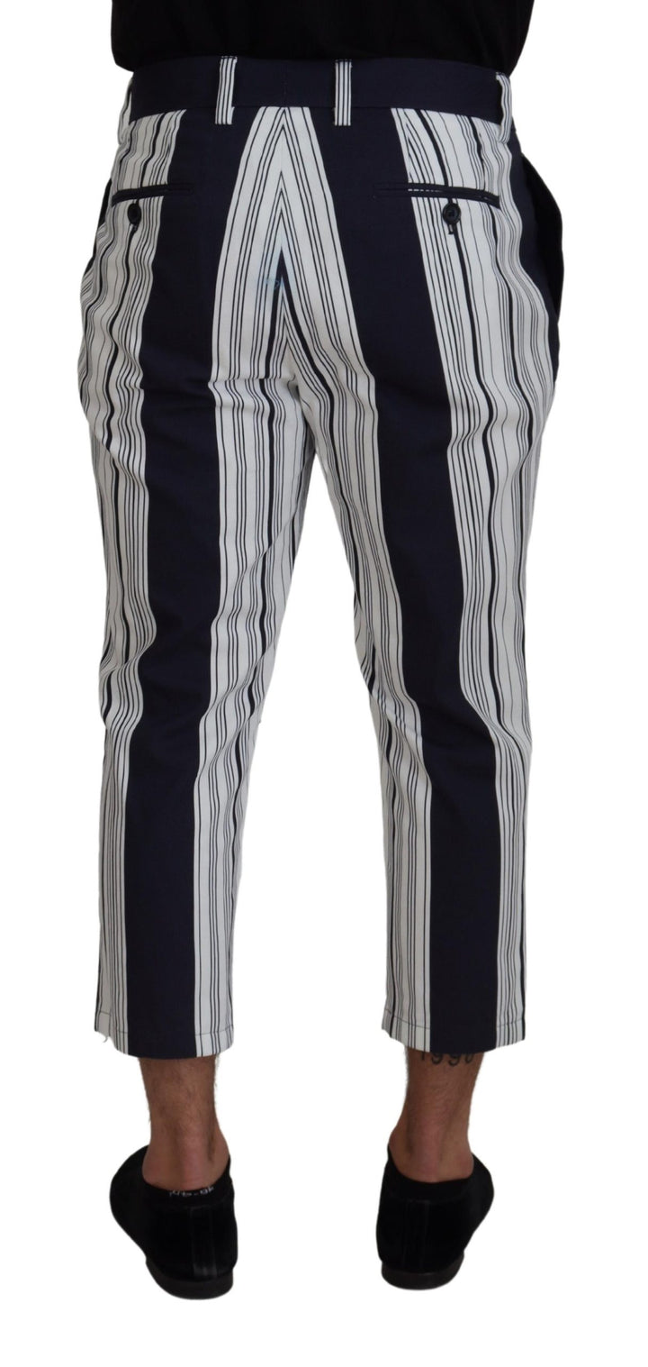 Dolce &amp; Gabbana White Cotton Striped Cropped Pants by Dolce &amp; Gabbana outlet now on sale
