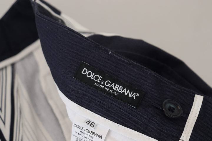 Dolce &amp; Gabbana White Cotton Striped Cropped Pants by Dolce &amp; Gabbana outlet now on sale