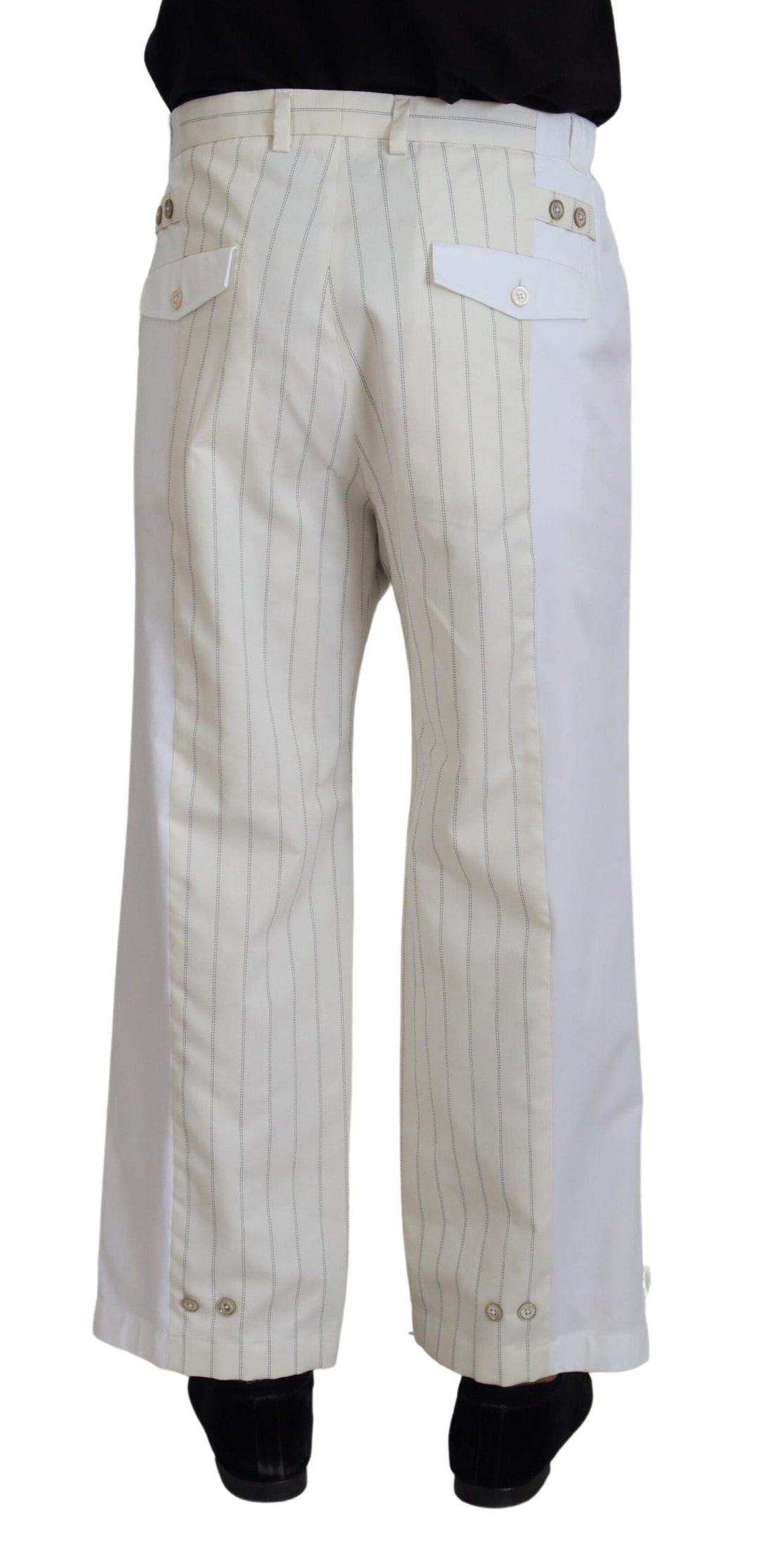 Dolce &amp; Gabbana Sample Sale Dolce &amp; Gabbana White Cotton Striped Formal Pants - | Designer outlet