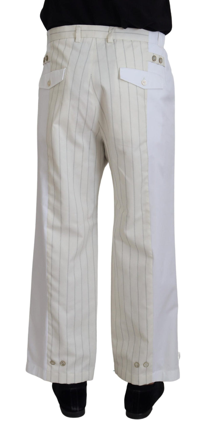 Dolce &amp; Gabbana Sample Sale Dolce &amp; Gabbana White Cotton Striped Formal Pants - | Designer outlet