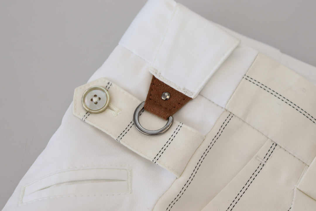 Dolce &amp; Gabbana Sample Sale Dolce &amp; Gabbana White Cotton Striped Formal Pants - | Designer outlet
