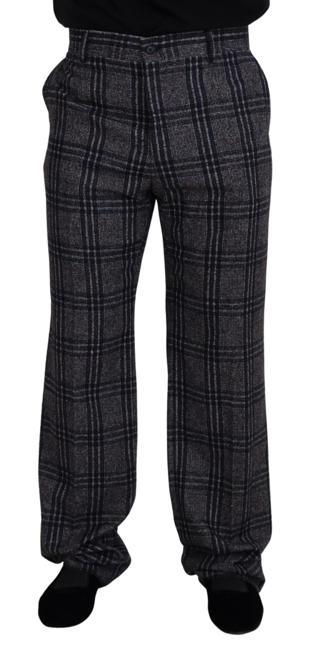 Dolce &amp; Gabbana Sample Sale Dolce &amp; Gabbana Gray Checkered Mid Waist Men Pants - | Designer outlet