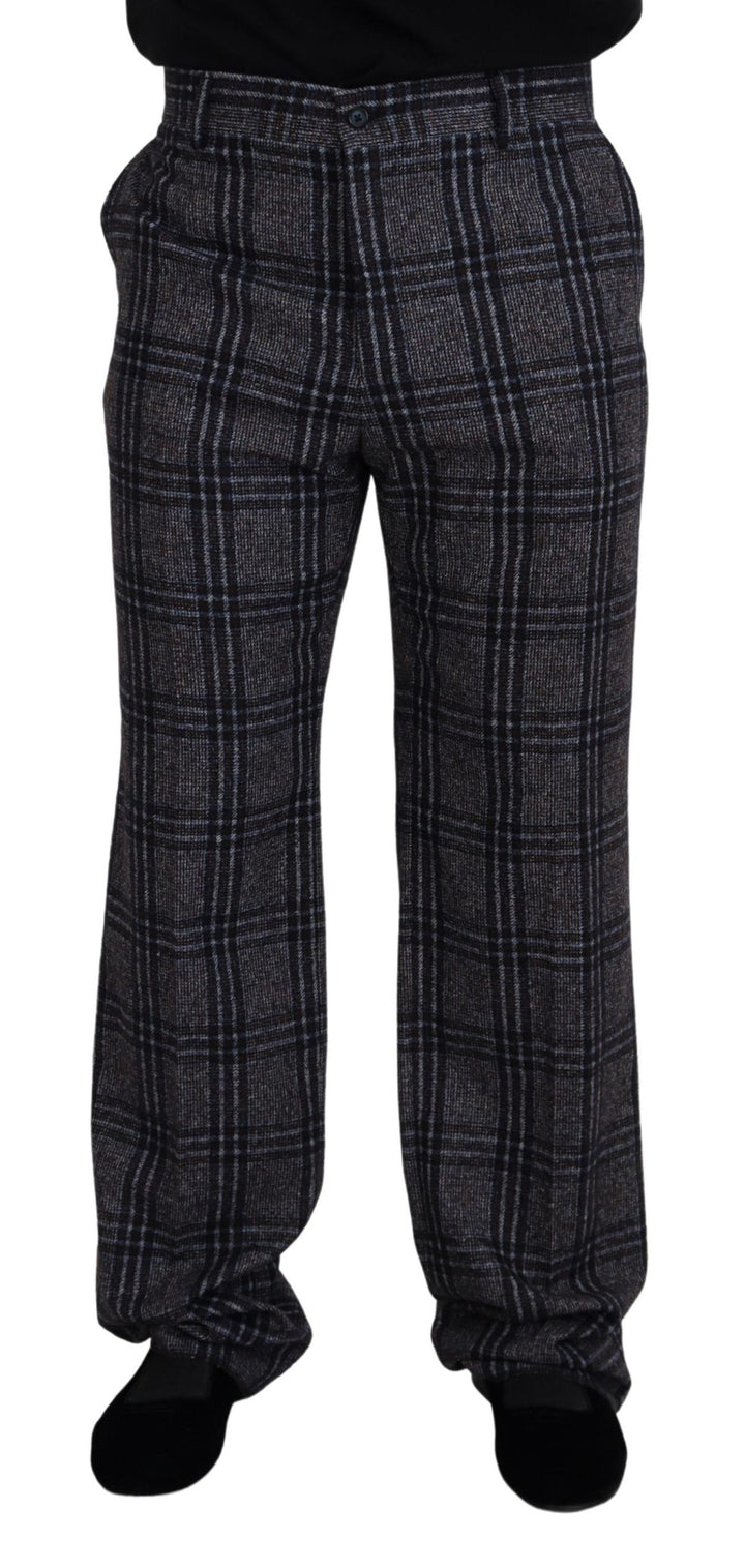 Dolce &amp; Gabbana Sample Sale Dolce &amp; Gabbana Gray Checkered Mid Waist Men Pants - | Designer outlet