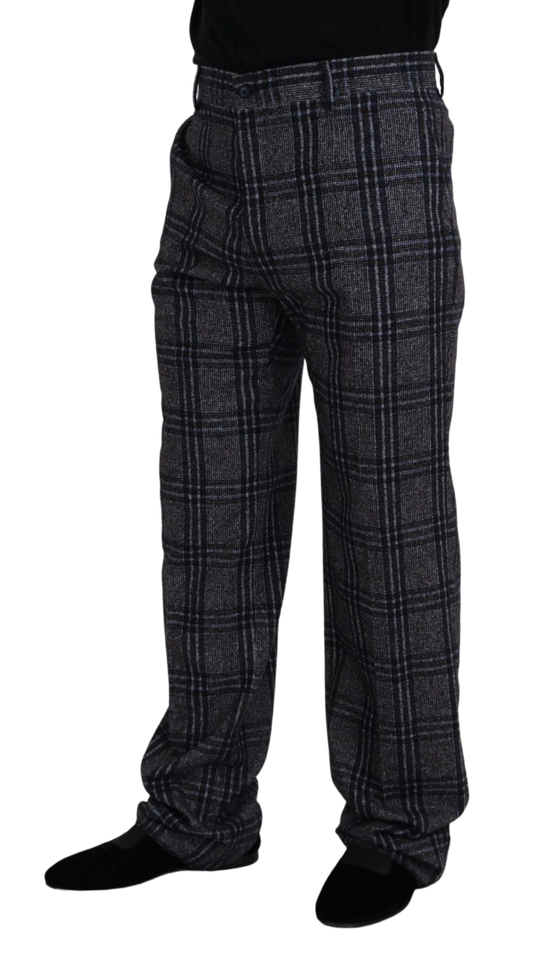 Dolce &amp; Gabbana Sample Sale Dolce &amp; Gabbana Gray Checkered Mid Waist Men Pants - | Designer outlet