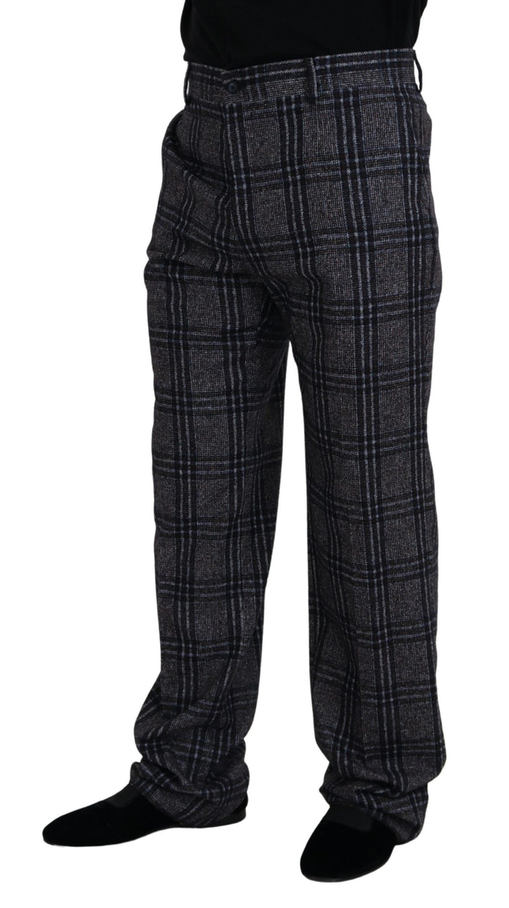Dolce &amp; Gabbana Sample Sale Dolce &amp; Gabbana Gray Checkered Mid Waist Men Pants - | Designer outlet
