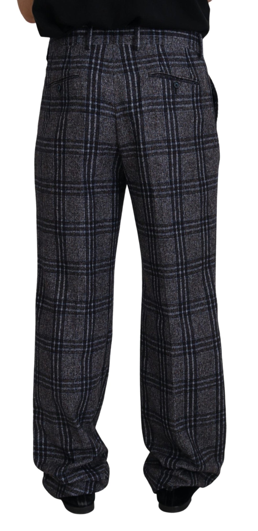Dolce &amp; Gabbana Sample Sale Dolce &amp; Gabbana Gray Checkered Mid Waist Men Pants - | Designer outlet