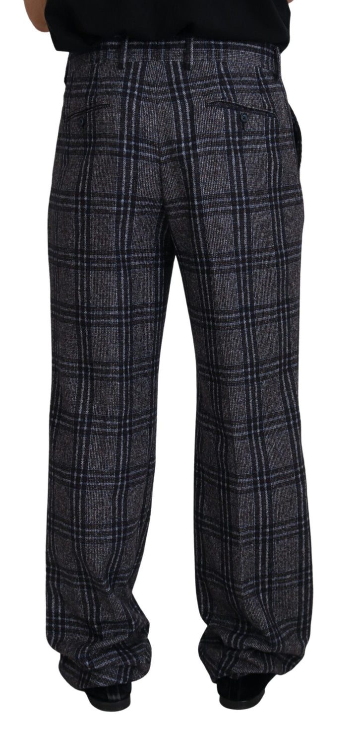 Dolce &amp; Gabbana Sample Sale Dolce &amp; Gabbana Gray Checkered Mid Waist Men Pants - | Designer outlet