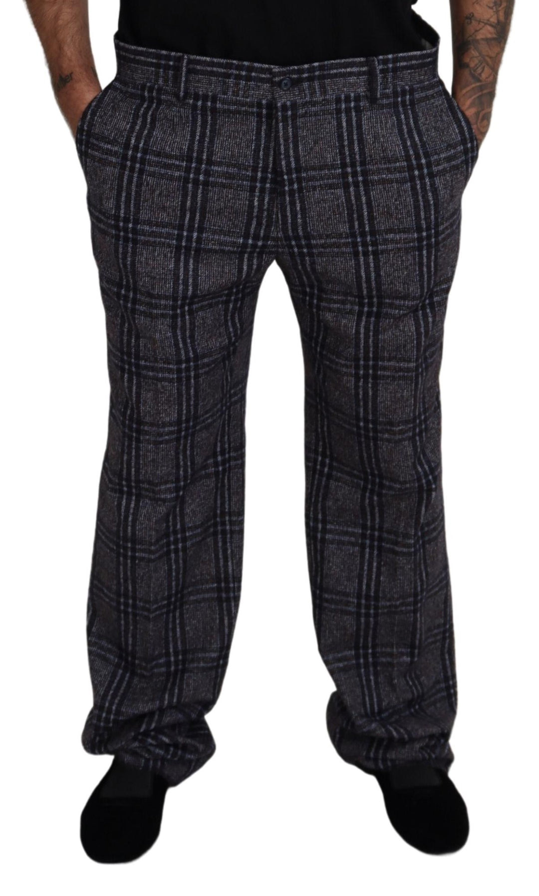 Dolce &amp; Gabbana Sample Sale Dolce &amp; Gabbana Gray Checkered Mid Waist Men Pants - | Designer outlet
