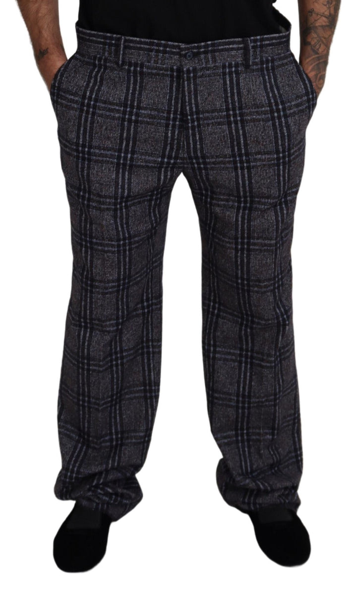 Dolce &amp; Gabbana Sample Sale Dolce &amp; Gabbana Gray Checkered Mid Waist Men Pants - | Designer outlet