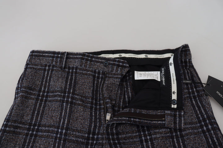 Dolce &amp; Gabbana Sample Sale Dolce &amp; Gabbana Gray Checkered Mid Waist Men Pants - | Designer outlet