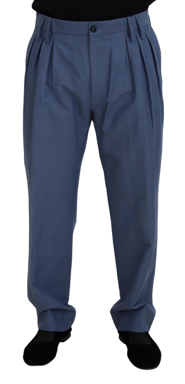 Dolce &amp; Gabbana Sample Sale Dolce &amp; Gabbana Blue Linen Chino Men Formal Pants - | Designer outlet