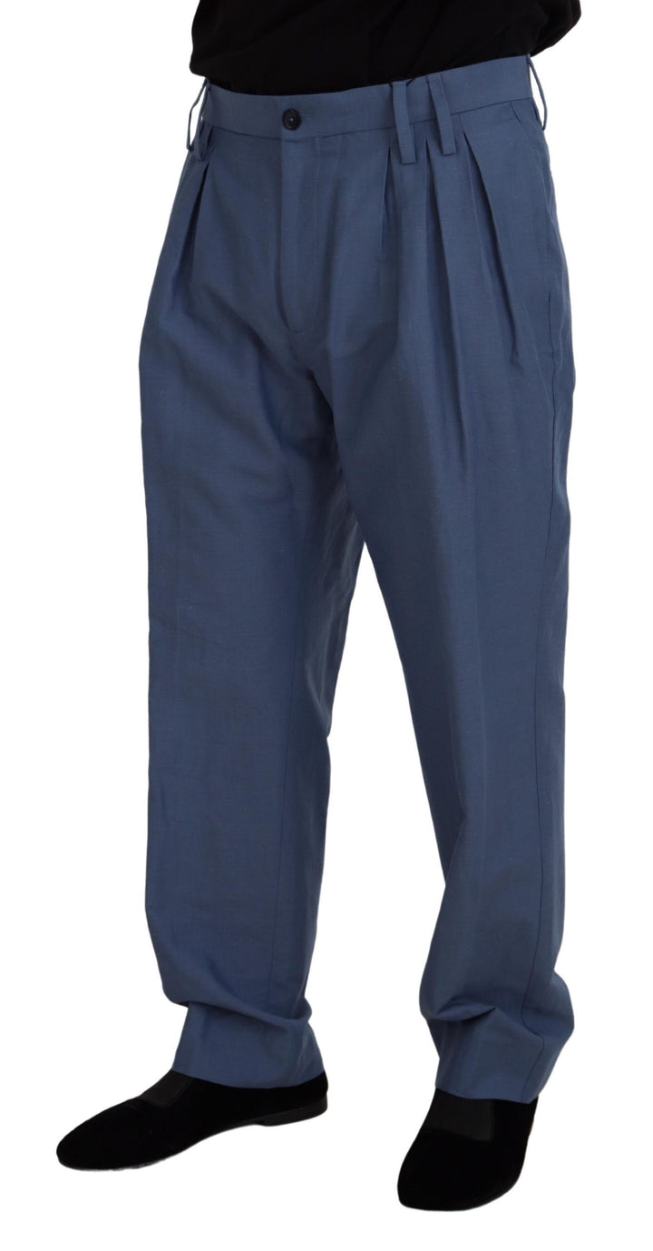 Dolce &amp; Gabbana Sample Sale Dolce &amp; Gabbana Blue Linen Chino Men Formal Pants - | Designer outlet
