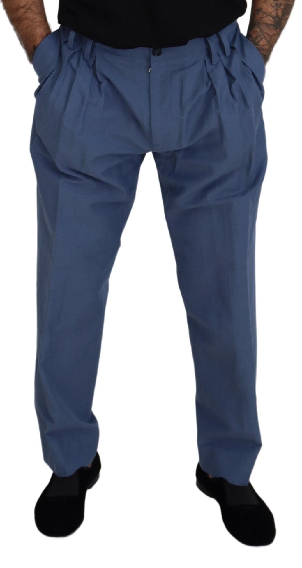 Dolce &amp; Gabbana Sample Sale Dolce &amp; Gabbana Blue Linen Chino Men Formal Pants - | Designer outlet