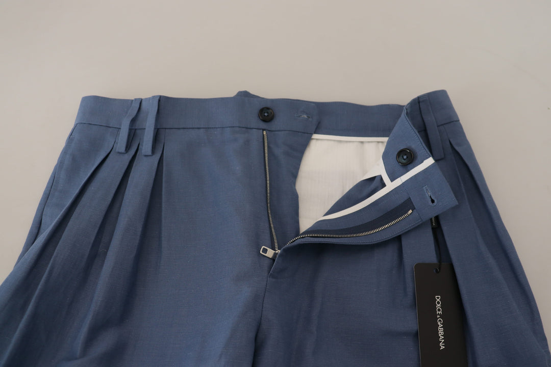 Dolce &amp; Gabbana Sample Sale Dolce &amp; Gabbana Blue Linen Chino Men Formal Pants - | Designer outlet
