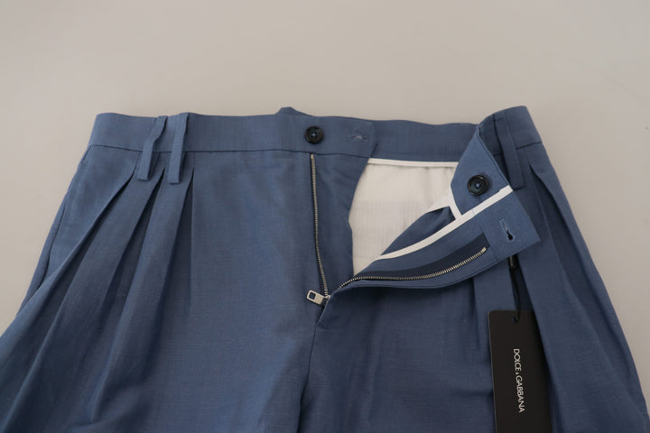 Dolce &amp; Gabbana Sample Sale Dolce &amp; Gabbana Blue Linen Chino Men Formal Pants - | Designer outlet