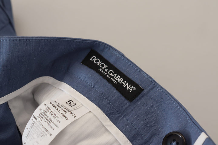 Dolce &amp; Gabbana Sample Sale Dolce &amp; Gabbana Blue Linen Chino Men Formal Pants - | Designer outlet