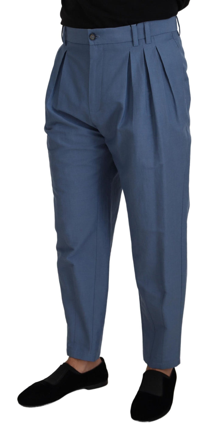 Dolce &amp; Gabbana Sample Sale Dolce &amp; Gabbana Blue Linen Chino Formal Pants - | Designer outlet