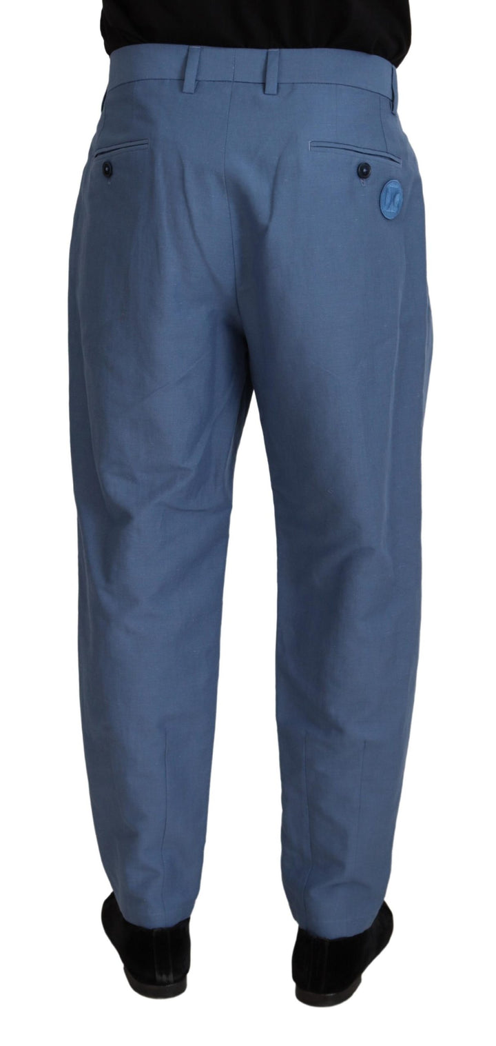 Dolce &amp; Gabbana Sample Sale Dolce &amp; Gabbana Blue Linen Chino Formal Pants - | Designer outlet