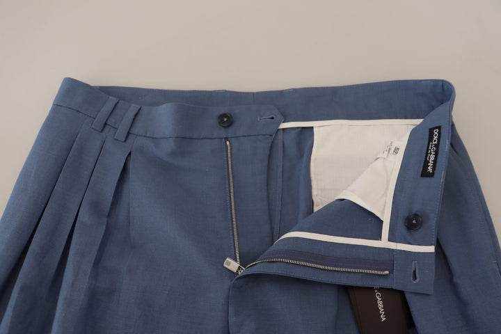 Dolce &amp; Gabbana Sample Sale Dolce &amp; Gabbana Blue Linen Chino Formal Pants - | Designer outlet