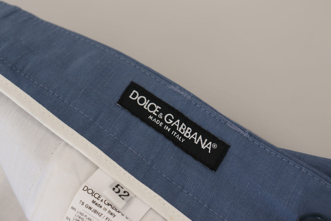 Dolce &amp; Gabbana Sample Sale Dolce &amp; Gabbana Blue Linen Chino Formal Pants - | Designer outlet