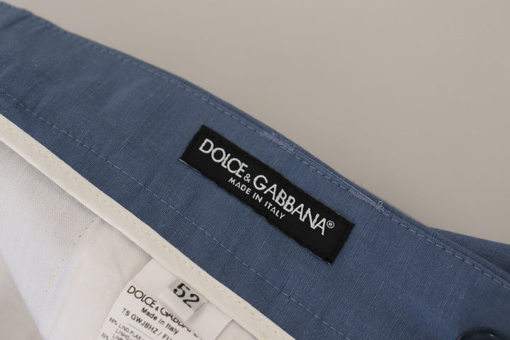 Dolce &amp; Gabbana Sample Sale Dolce &amp; Gabbana Blue Linen Chino Formal Pants - | Designer outlet