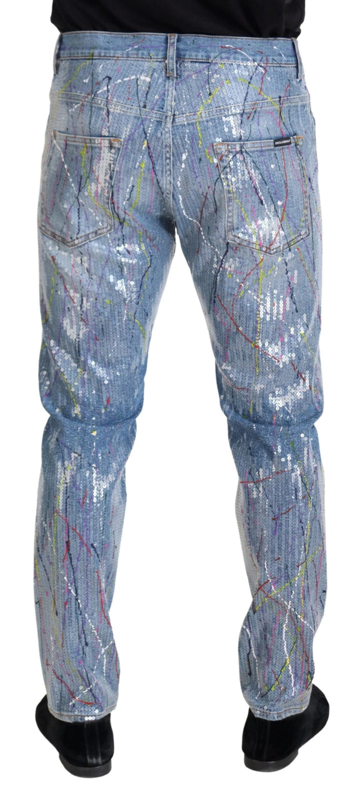 Dolce &amp; Gabbana Sample Sale Dolce &amp; Gabbana Blue Cotton Color Splash Print Denim Jeans - | Designer outlet