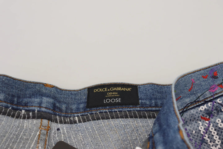 Dolce &amp; Gabbana Sample Sale Dolce &amp; Gabbana Blue Cotton Color Splash Print Denim Jeans - | Designer outlet