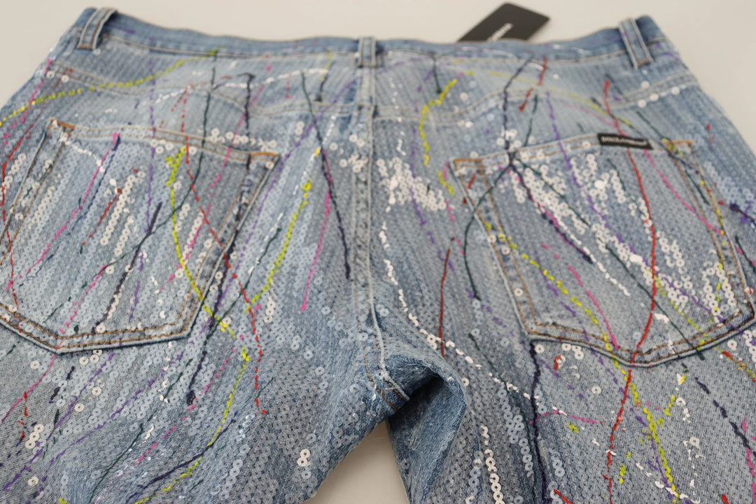 Dolce &amp; Gabbana Sample Sale Dolce &amp; Gabbana Blue Cotton Color Splash Print Denim Jeans - | Designer outlet