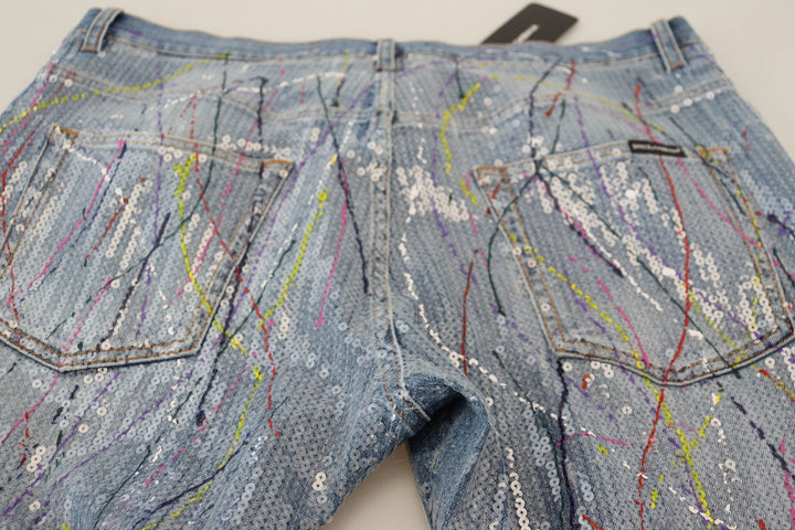 Dolce &amp; Gabbana Sample Sale Dolce &amp; Gabbana Blue Cotton Color Splash Print Denim Jeans - | Designer outlet