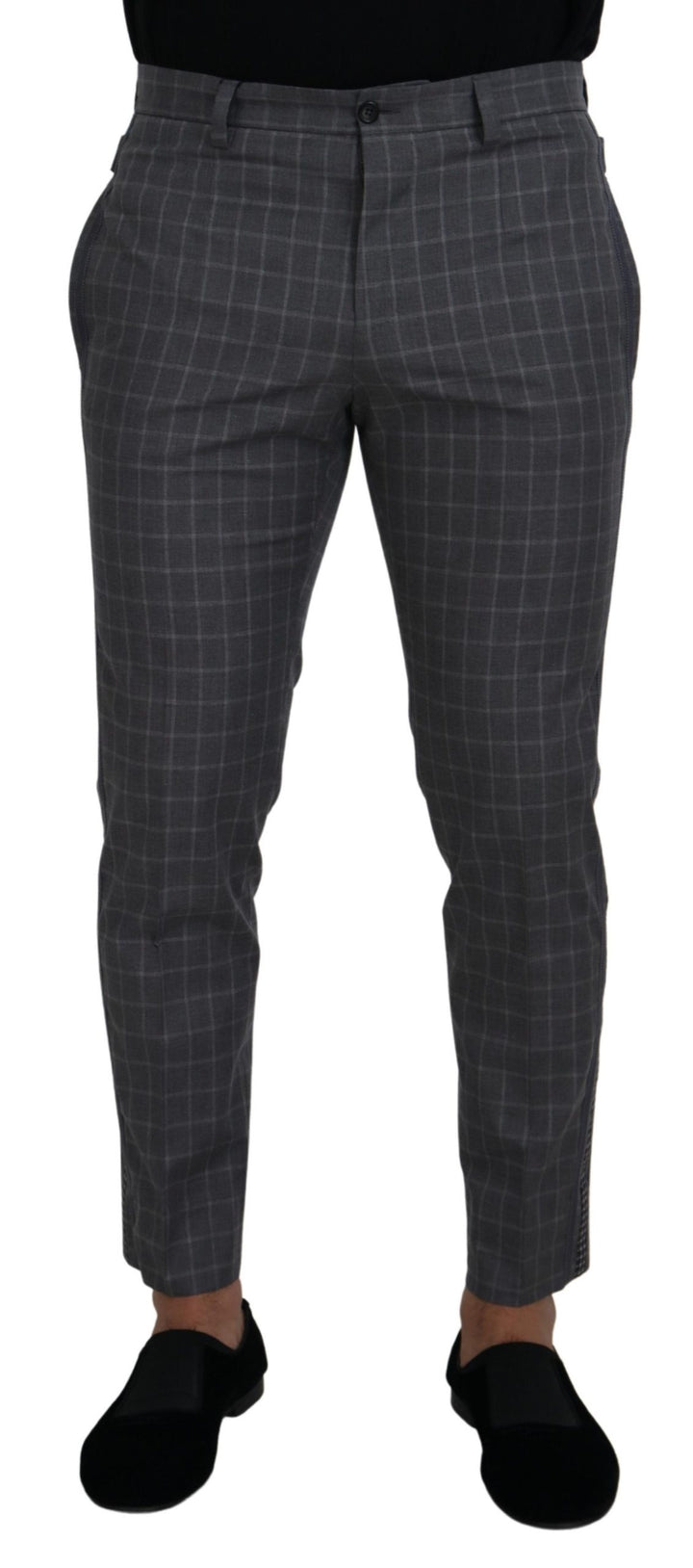 Dolce &amp; Gabbana Sample Sale Dolce &amp; Gabbana Grey Cotton Checkered Chino Pants - | Designer outlet