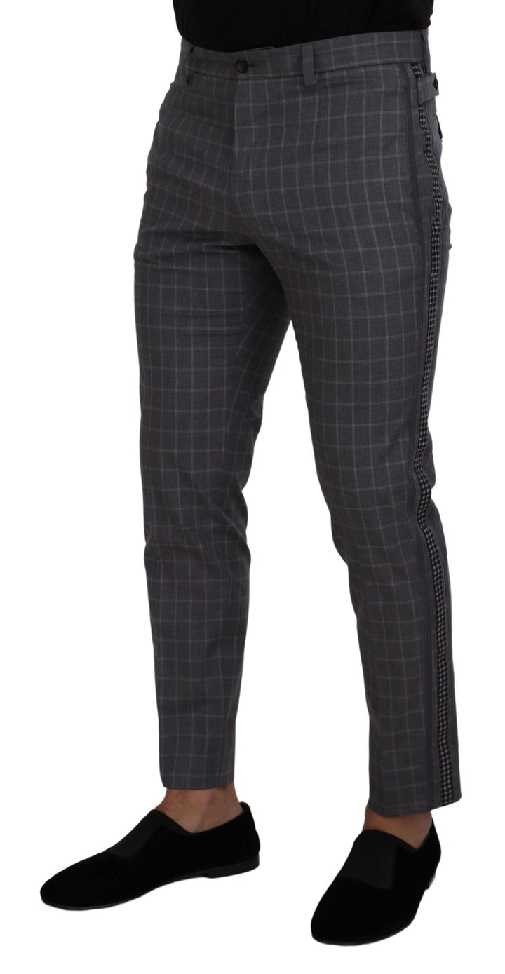 Dolce &amp; Gabbana Sample Sale Dolce &amp; Gabbana Grey Cotton Checkered Chino Pants - | Designer outlet