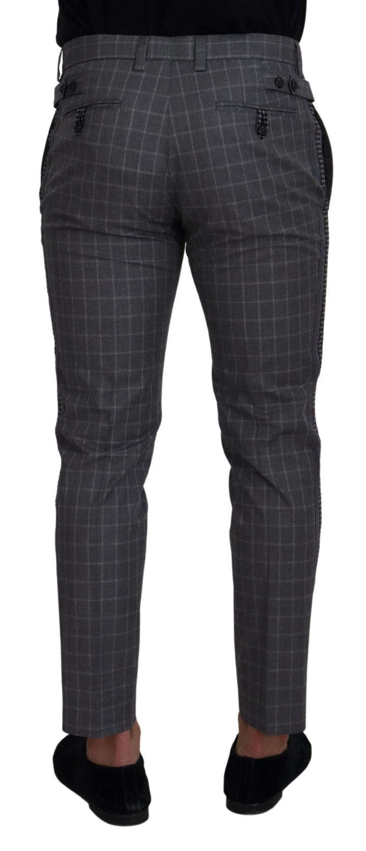 Dolce &amp; Gabbana Sample Sale Dolce &amp; Gabbana Grey Cotton Checkered Chino Pants - | Designer outlet