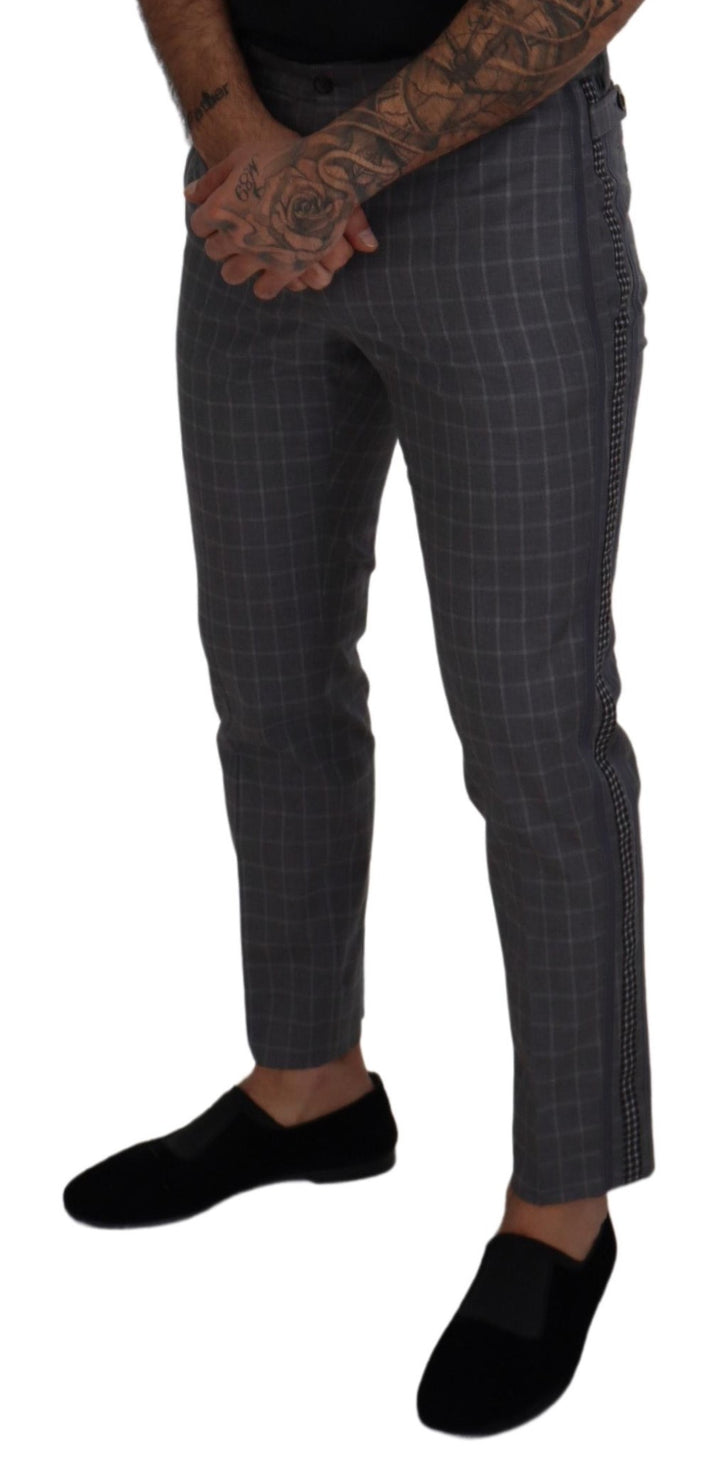Dolce &amp; Gabbana Sample Sale Dolce &amp; Gabbana Grey Cotton Checkered Chino Pants - | Designer outlet