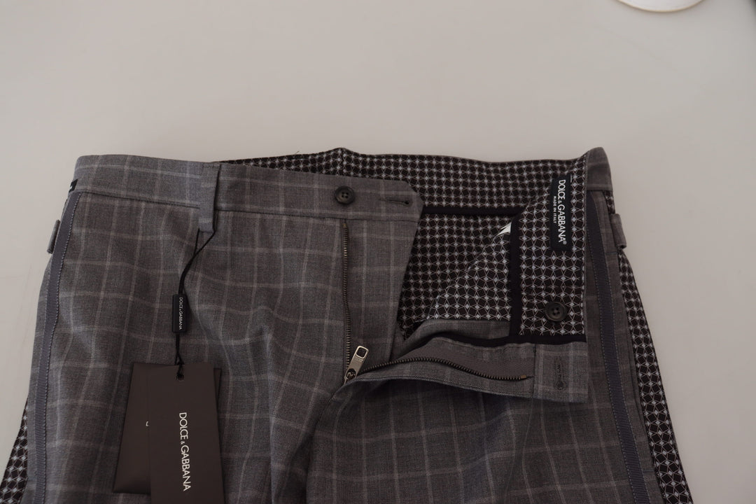Dolce &amp; Gabbana Sample Sale Dolce &amp; Gabbana Grey Cotton Checkered Chino Pants - | Designer outlet