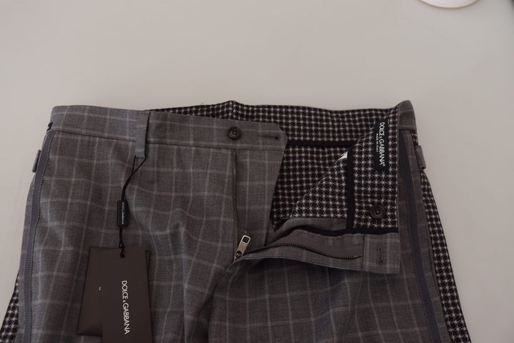 Dolce &amp; Gabbana Sample Sale Dolce &amp; Gabbana Grey Cotton Checkered Chino Pants - | Designer outlet