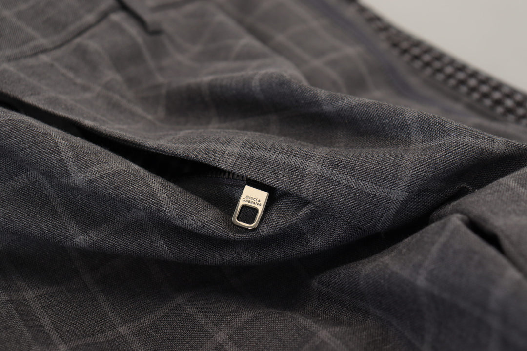 Dolce &amp; Gabbana Sample Sale Dolce &amp; Gabbana Grey Cotton Checkered Chino Pants - | Designer outlet