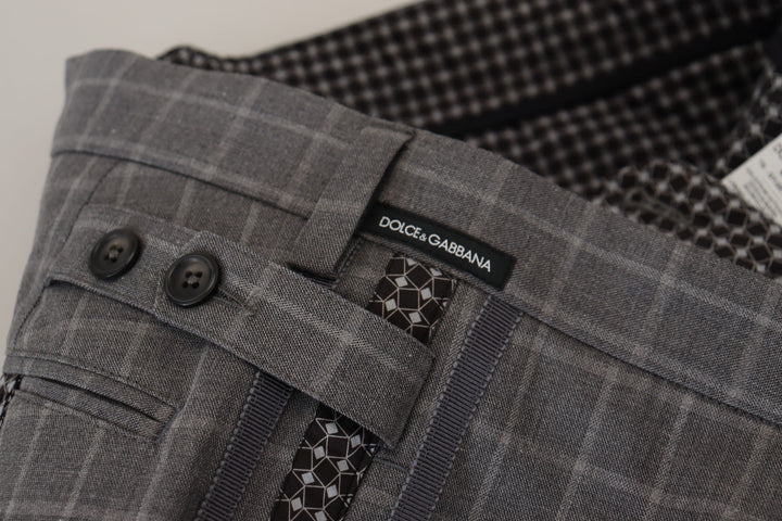Dolce &amp; Gabbana Sample Sale Dolce &amp; Gabbana Grey Cotton Checkered Chino Pants - | Designer outlet