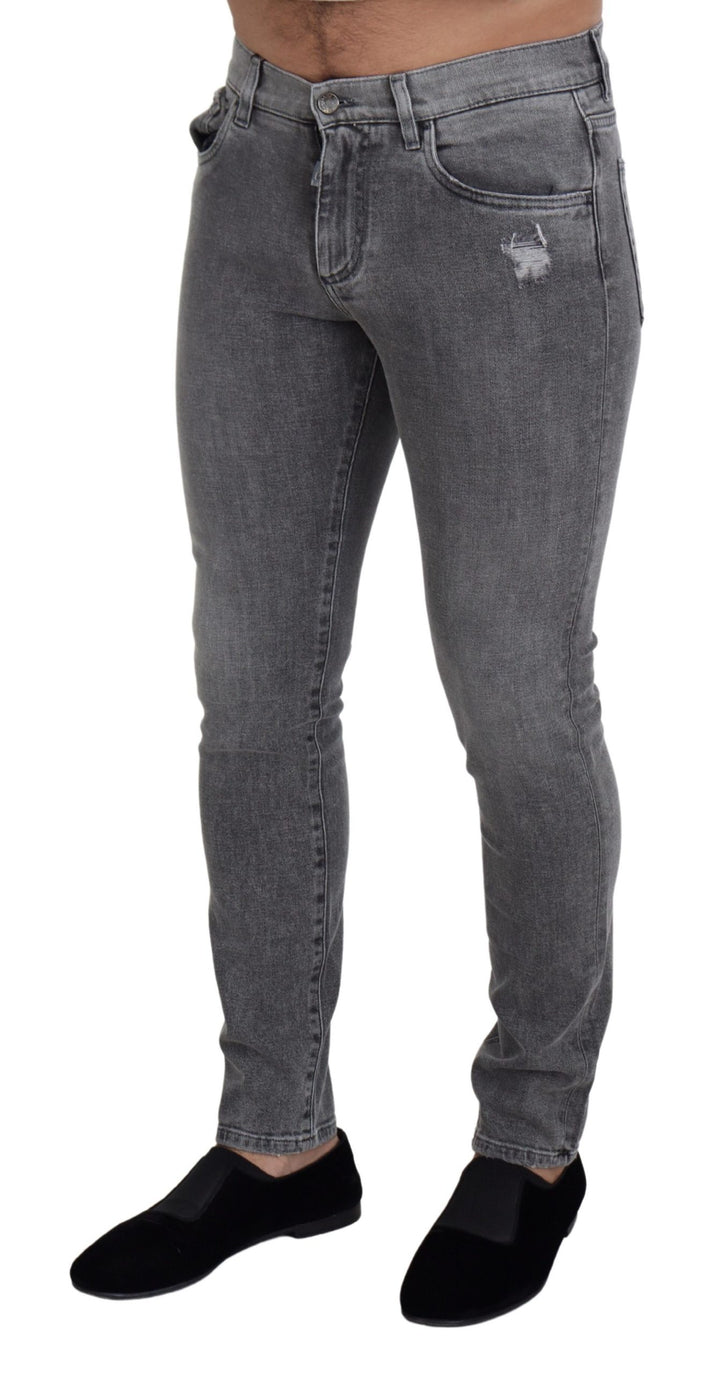 Dolce &amp; Gabbana Sample Sale Dolce &amp; Gabbana Grey Washed Cotton Skinny Denim Jeans - | Designer outlet