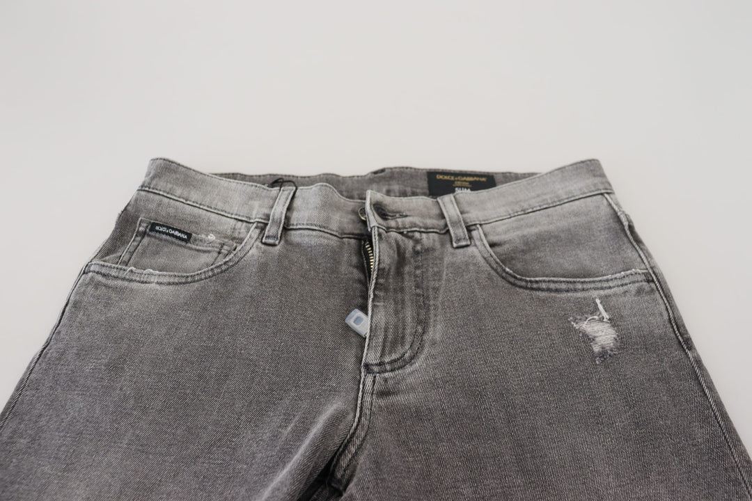 Dolce &amp; Gabbana Sample Sale Dolce &amp; Gabbana Grey Washed Cotton Skinny Denim Jeans - | Designer outlet