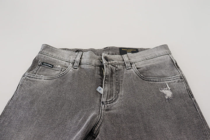 Dolce &amp; Gabbana Sample Sale Dolce &amp; Gabbana Grey Washed Cotton Skinny Denim Jeans - | Designer outlet