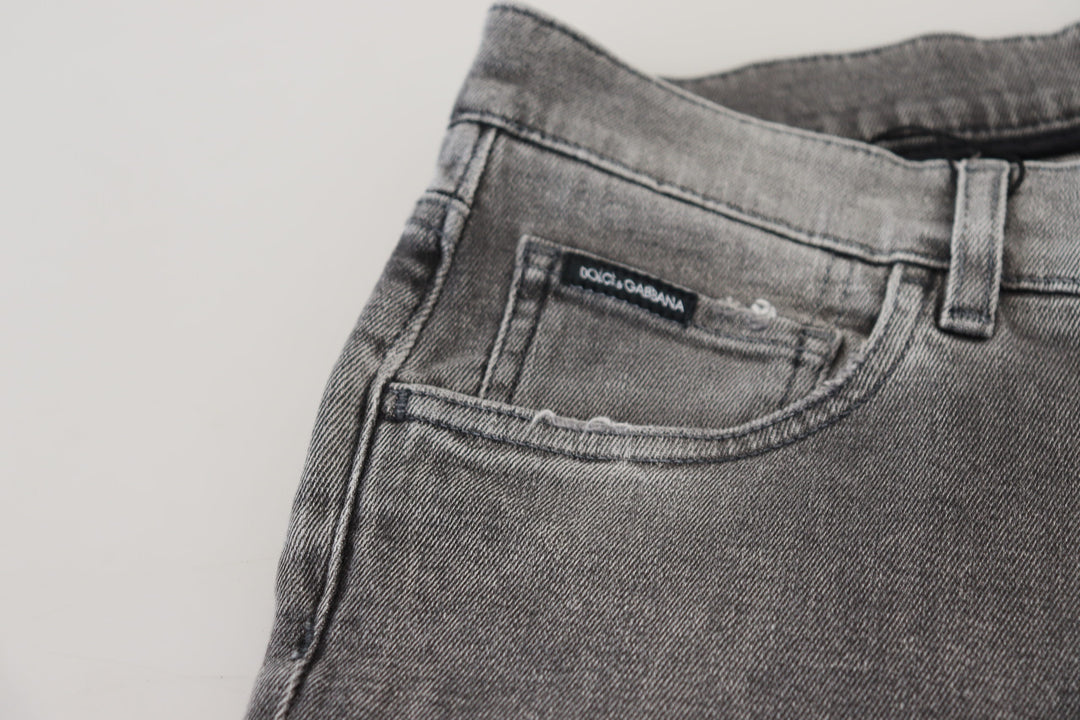 Dolce &amp; Gabbana Sample Sale Dolce &amp; Gabbana Grey Washed Cotton Skinny Denim Jeans - | Designer outlet