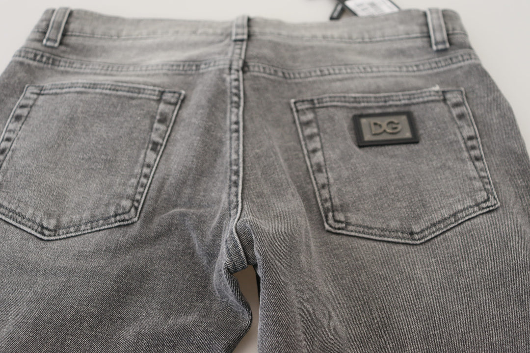 Dolce &amp; Gabbana Sample Sale Dolce &amp; Gabbana Grey Washed Cotton Skinny Denim Jeans - | Designer outlet