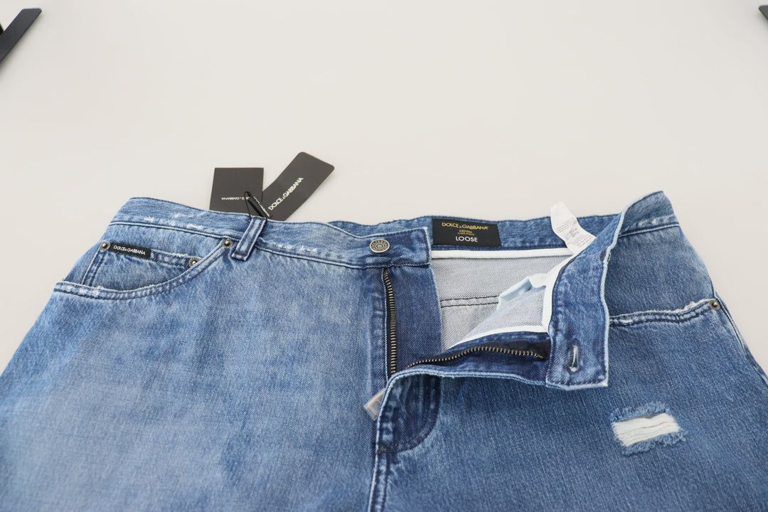 Dolce &amp; Gabbana Sample Sale Dolce &amp; Gabbana Blue Washed Cotton Casual Denim Jeans - | Designer outlet