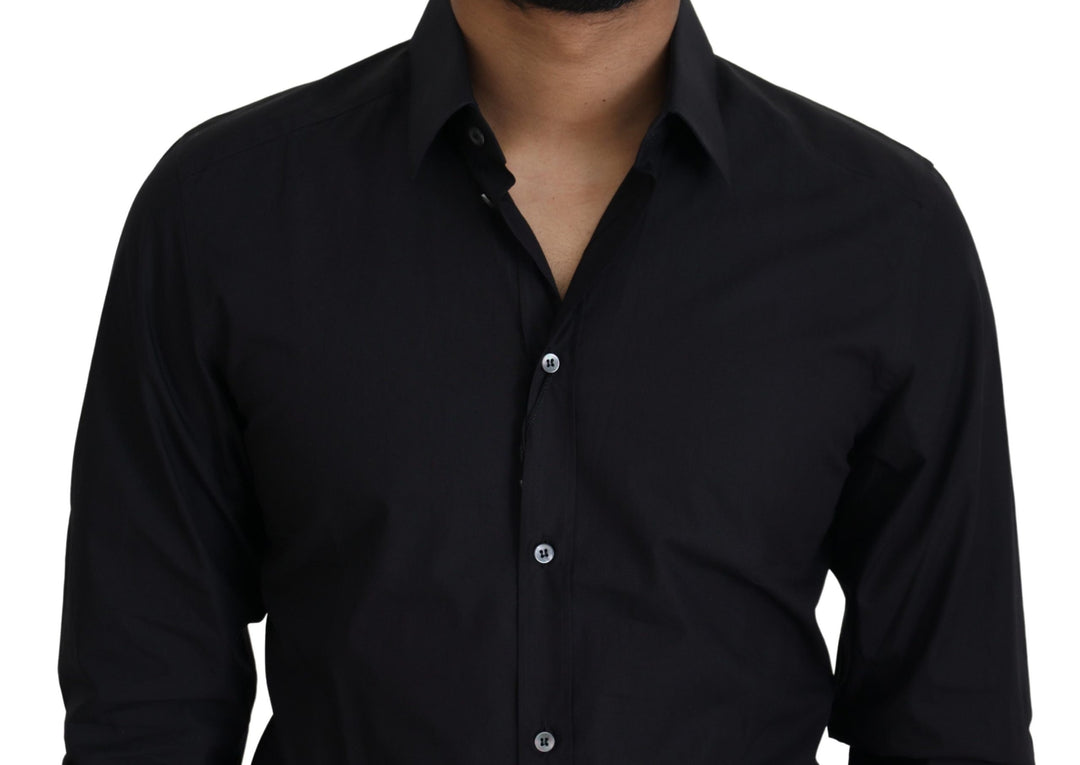 Dolce & Gabbana Elegant Slim Fit Black Cotton Dress Shirt