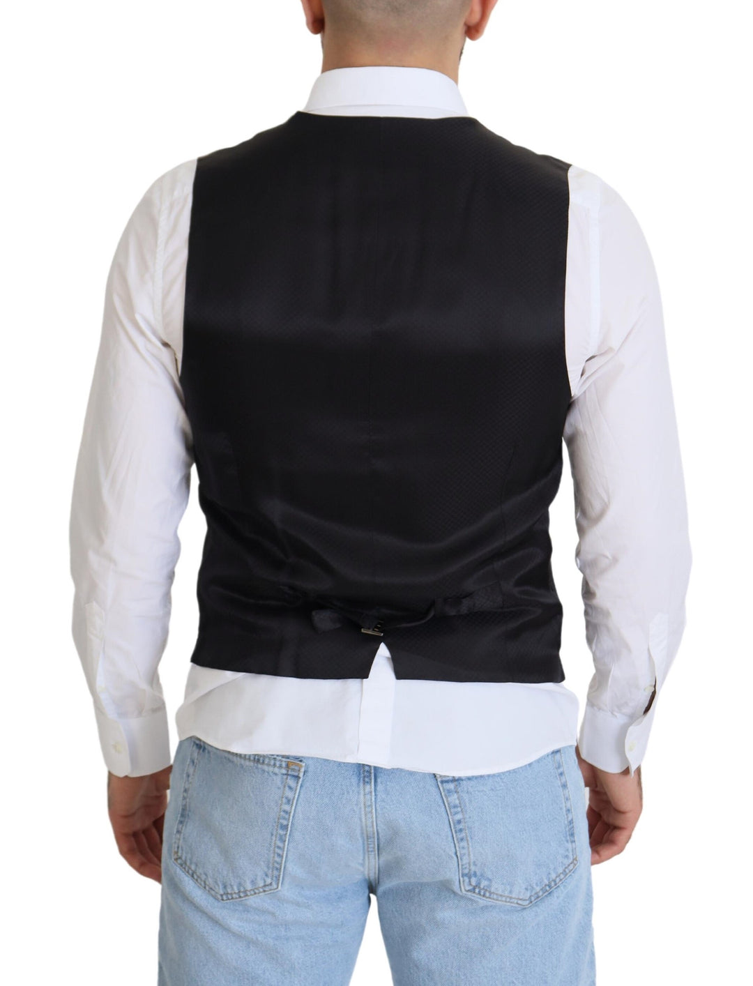 Dolce &amp; Gabbana Sample Sale Dolce &amp; Gabbana Black Wool Stretch Waistcoat Formal Vest - | Designer outlet