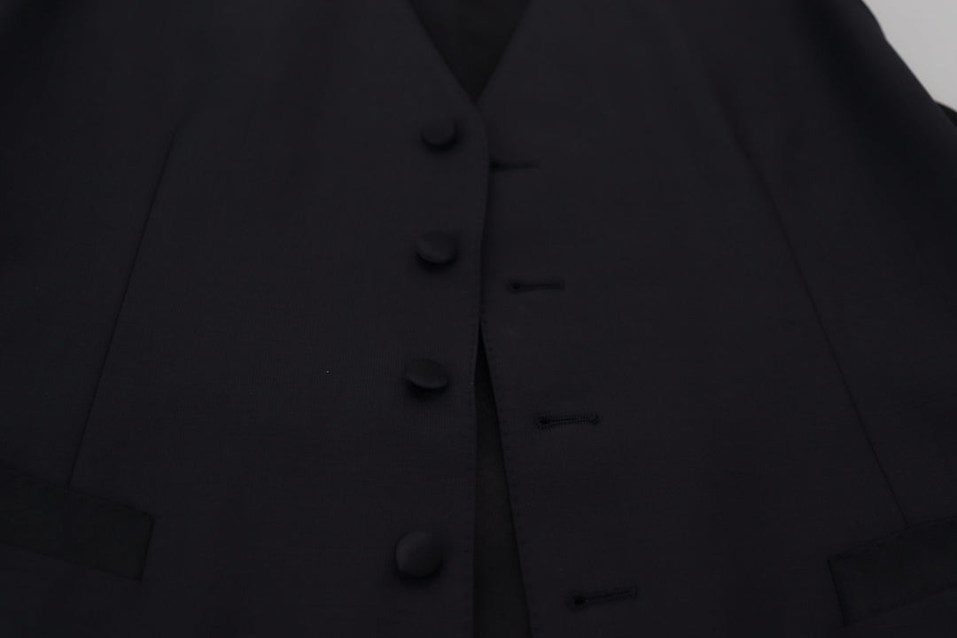 Dolce &amp; Gabbana Sample Sale Dolce &amp; Gabbana Black Wool Stretch Waistcoat Formal Vest - | Designer outlet