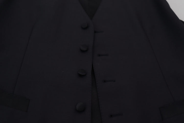 Dolce &amp; Gabbana Sample Sale Dolce &amp; Gabbana Black Wool Stretch Waistcoat Formal Vest - | Designer outlet