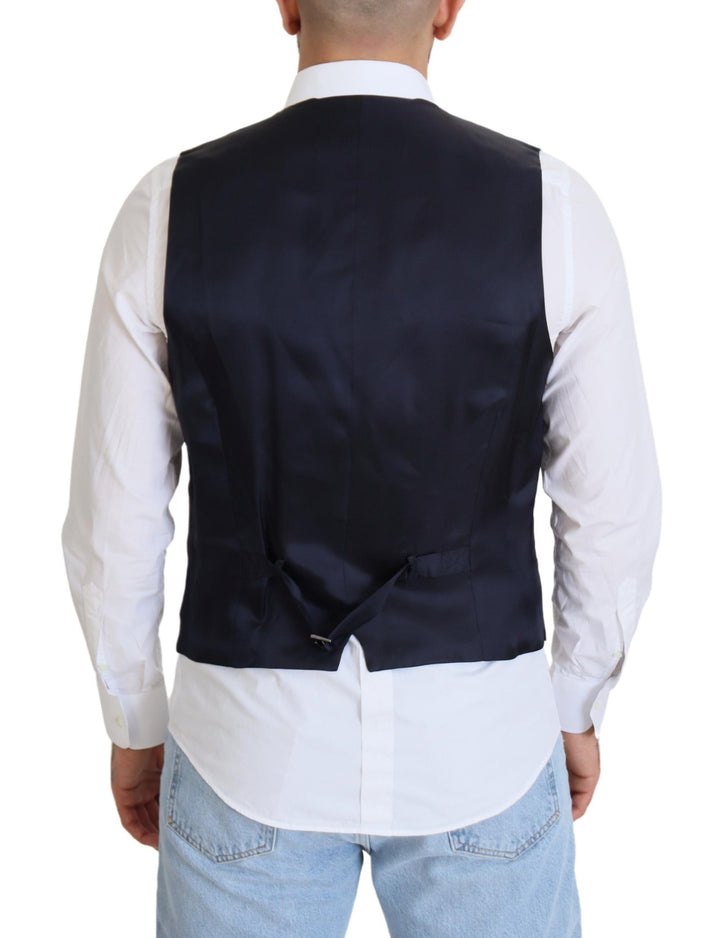 Dolce &amp; Gabbana Sample Sale Dolce &amp; Gabbana Dark Blue Wool Stretch Waistcoat Formal Vest - | Designer outlet