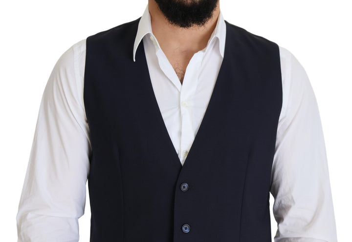 Dolce &amp; Gabbana Sample Sale Dolce &amp; Gabbana Dark Blue Wool Stretch Waistcoat Formal Vest - | Designer outlet